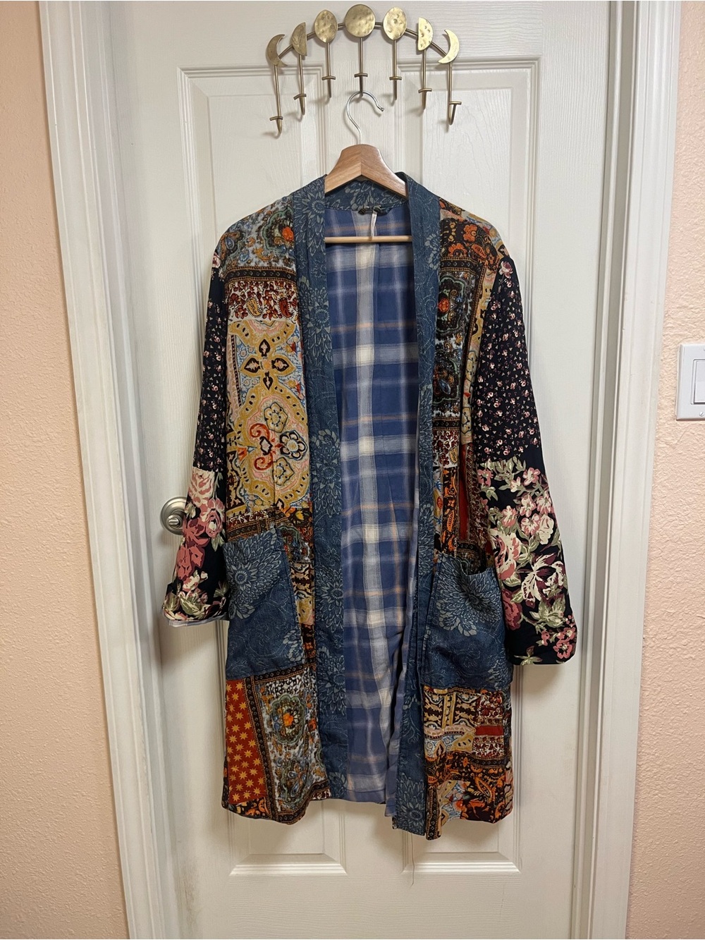 Rare Free People Songbird Patchwork Printed Maxi Duster Coat - Picture 6 of 14